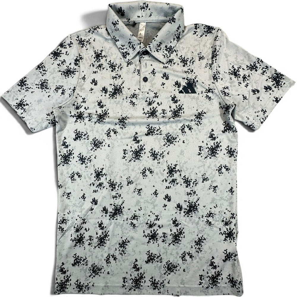 Adidas Polo Kids XL Grey Digital Camo Floral IB7879 Short Sleeve Golf‎ Shirt